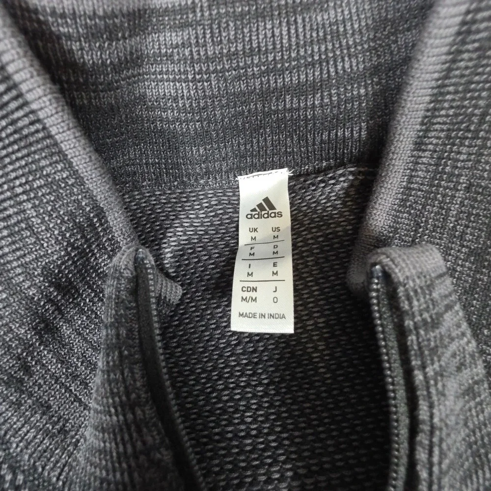 Adidas Pullover Sweater Mens Size M Black Gray Knitted Mock Neck‎ 1/4 Zip NWT